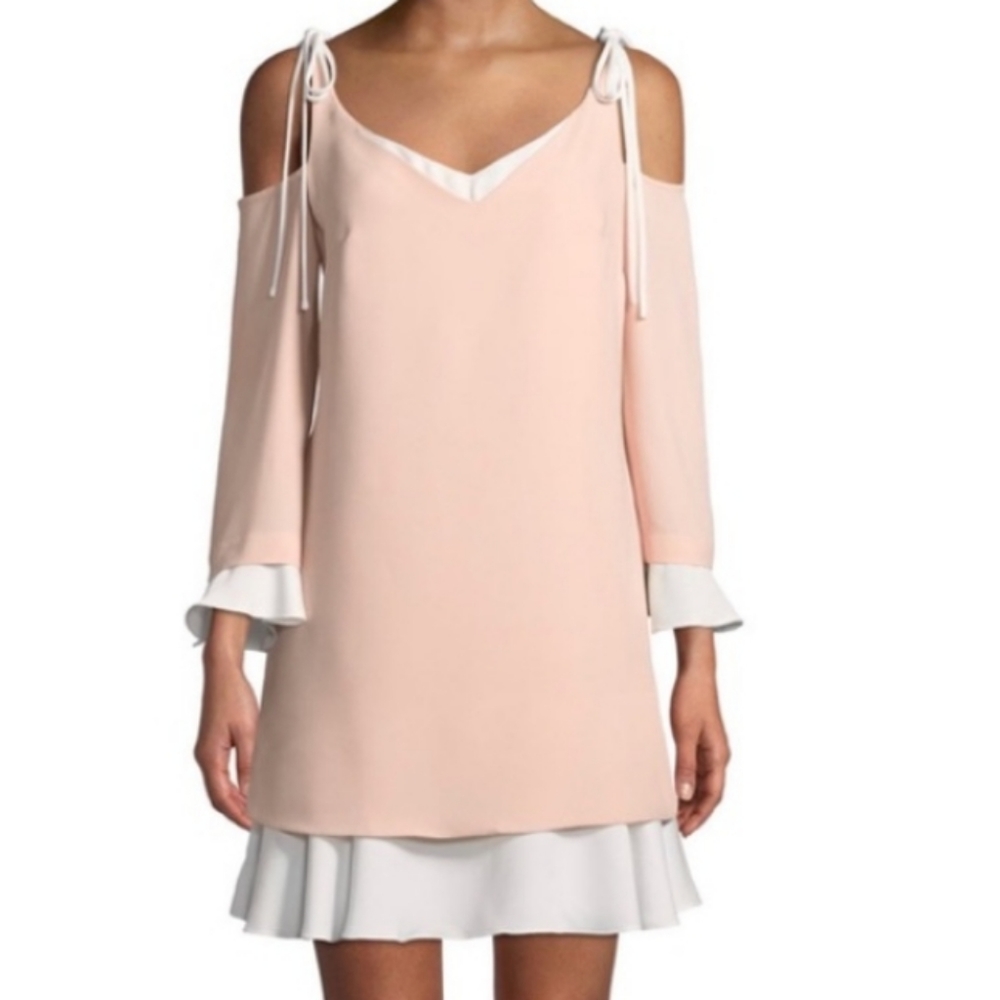 Nanette Lepore Cold-Shoulder Layered Shift Dress Size 6